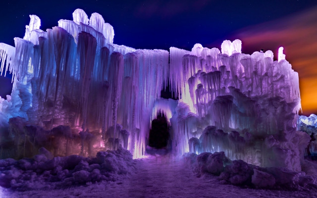 Tall ice cave starry sky free wallpaper for desktop - medium preview image