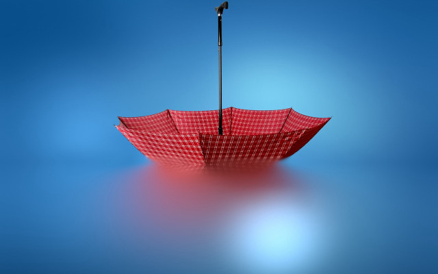 Red umbrella blue surface black free wallpaper for desktop - medium preview image