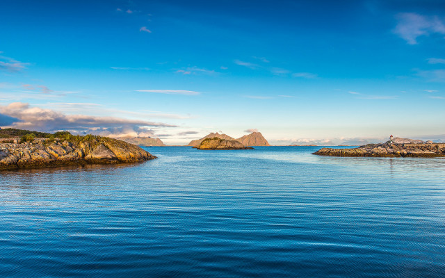 Lake rocks islands sky matte free wallpaper for desktop - medium preview image