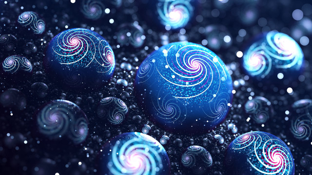 Blue balls swirls bubbles space free wallpaper for desktop - medium preview image