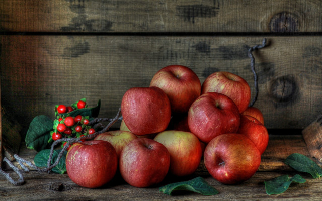 Apples wooden table still life free wallpaper for desktop - medium preview image