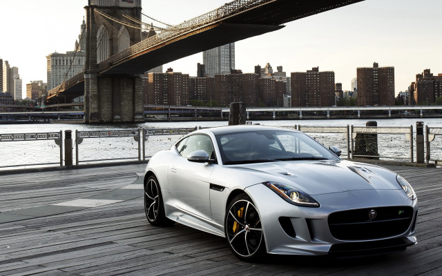 White sports car dock bridge free wallpaper for desktop - medium preview image