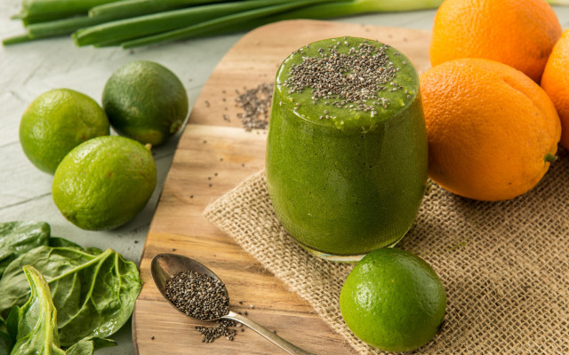 Green smoothie chia seeds oranges free wallpaper for desktop - medium preview image
