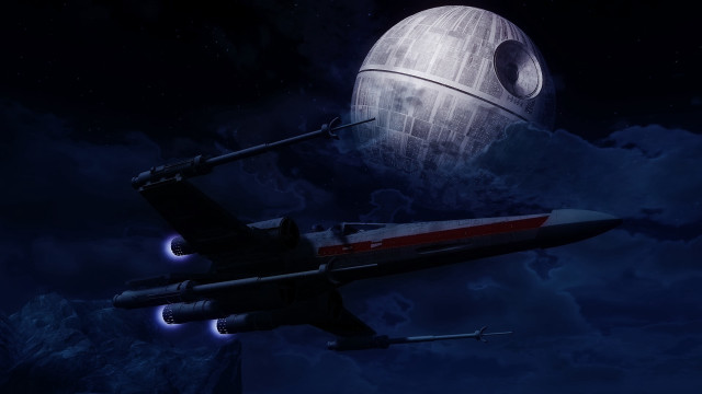 Death star fighter jet moon free wallpaper for desktop - medium preview image