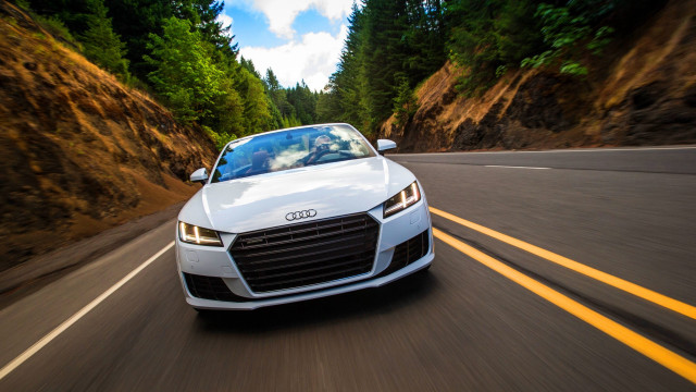 White car forest road sunny #3 free wallpaper for desktop - medium preview image