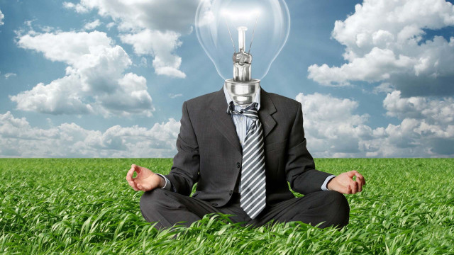 Suit man lightbulb field outdoors free wallpaper for desktop - medium preview image