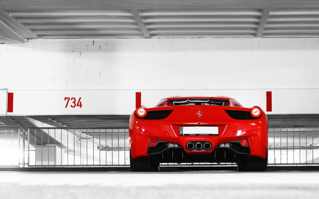 Red sports car parking garage #11 free wallpaper for desktop - medium preview image