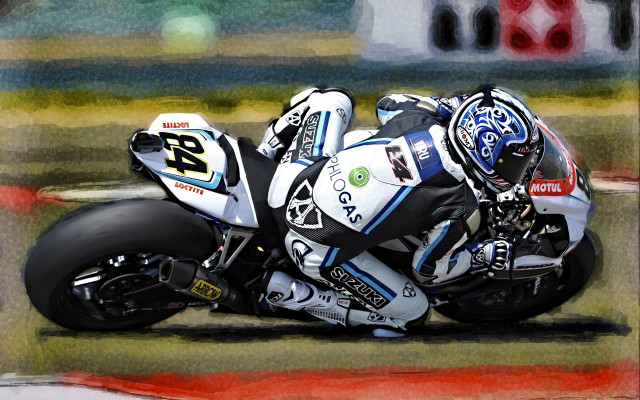 Motorcycle racer leaning turn helmet free wallpaper for desktop - medium preview image