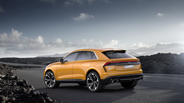 Yellow car mountains hills cloudy free wallpaper for desktop - medium preview image