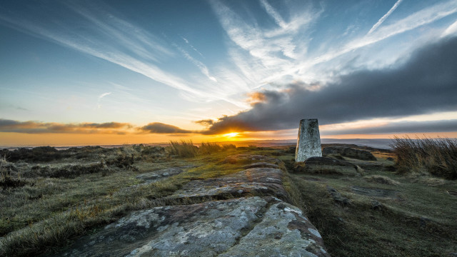 Stone wall field sunset clouds free wallpaper for desktop - medium preview image