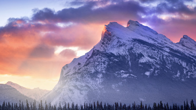 Mountain snow peak sunset pink free wallpaper for desktop - medium preview image
