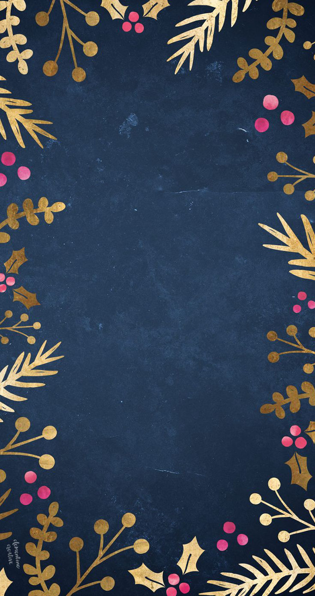 Blue background gold pink flowers free wallpaper for mobile - medium preview image