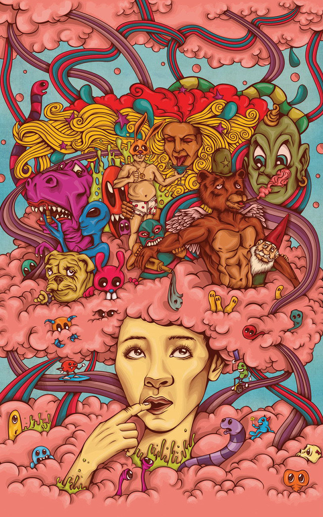 Woman many faces hair art free wallpaper for mobile - medium preview image