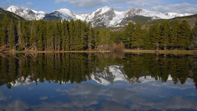 Mountain reflection lake trees clouds #3 free wallpaper for desktop - medium preview image