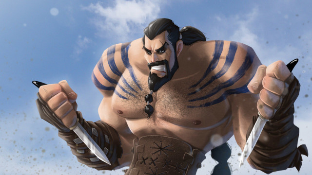 Epic fantasy cartoon hero sword free wallpaper for desktop - medium preview image