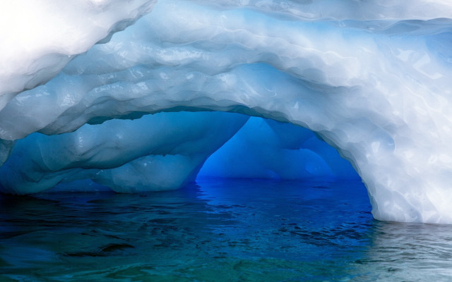 Iceberg blue water cave ocean free wallpaper for desktop - medium preview image