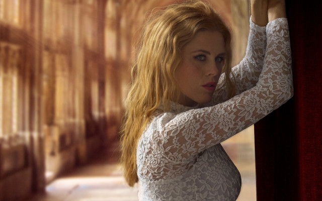 Woman white dress wall poster free wallpaper for desktop - medium preview image