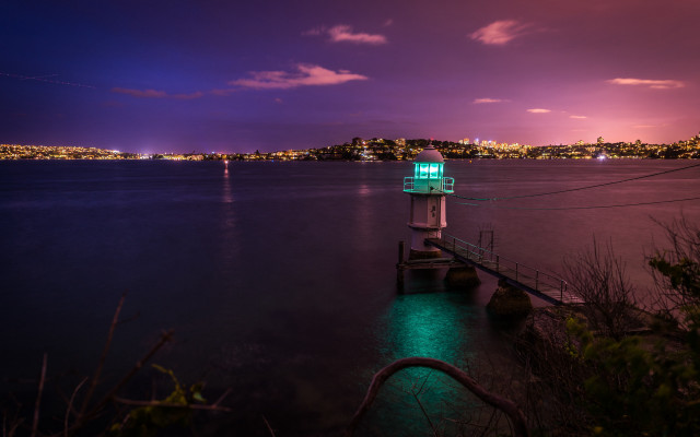 Dock light night city purple free wallpaper for desktop - medium preview image