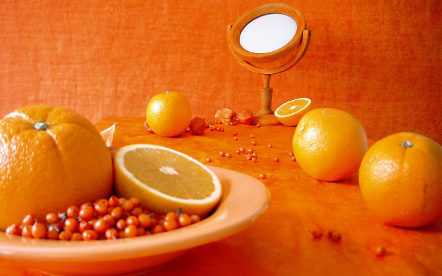 Bowl of oranges mirror magnifying free wallpaper for desktop - medium preview image