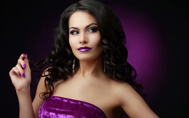Purple dress woman cigarette serious free wallpaper for desktop - medium preview image