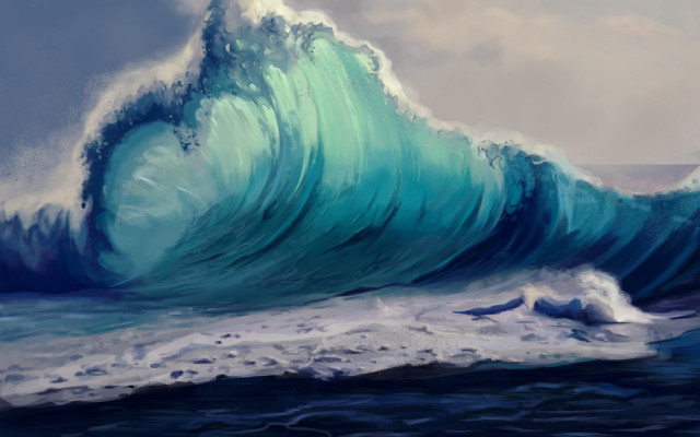 Large wave ocean bird sky free wallpaper for desktop - medium preview image