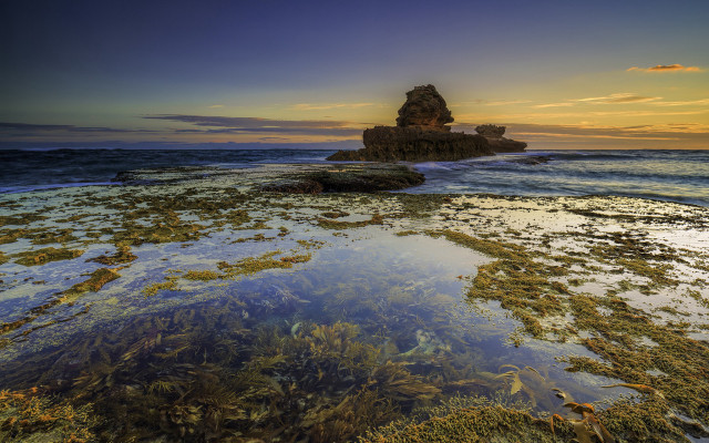 Lake rock sky clouds island free wallpaper for desktop - medium preview image