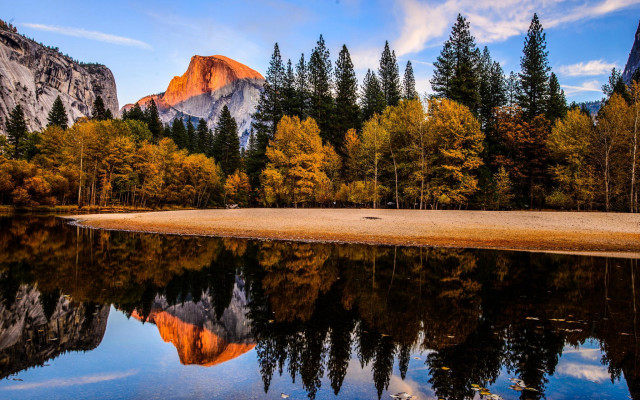 Mountain reflection lake autumn sky free wallpaper for desktop - medium preview image