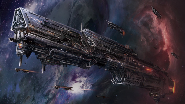 Space station galaxy ships stars free wallpaper for desktop - medium preview image