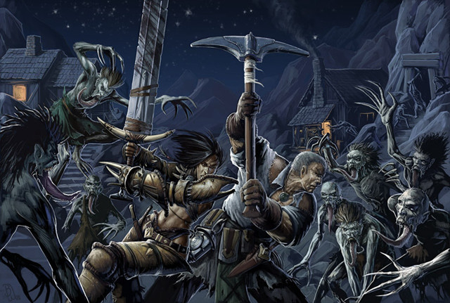 Mountain night fullmoon demon axe free wallpaper for desktop - medium preview image