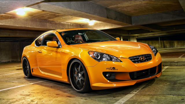 Yellow car parking garage man free wallpaper for desktop - medium preview image