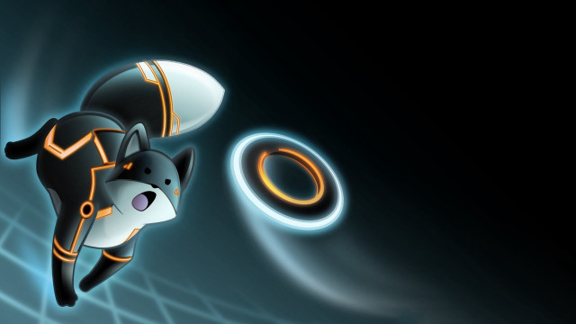 Flying cat ring black glow free wallpaper for desktop - medium preview image