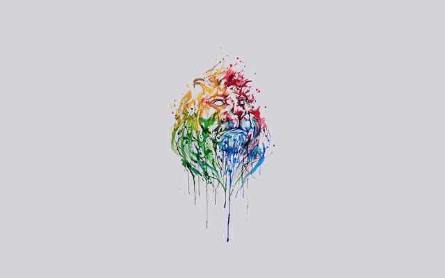 Multicolored brain paint splatters gray free wallpaper for desktop - medium preview image