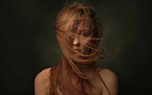Woman longhair blowing wind portrait #2 free wallpaper for desktop - medium preview image
