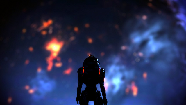 Silhouette starrysky brightlight spaceart mattepainting free wallpaper for desktop - medium preview image