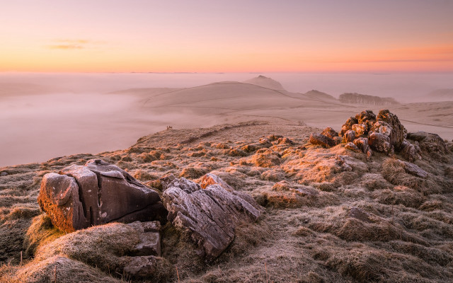 Mountain fog dawn valley backpack free wallpaper for desktop - medium preview image