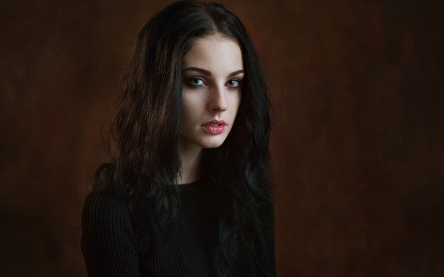 Gothic portrait woman blackshirt blueeyes free wallpaper for desktop - medium preview image