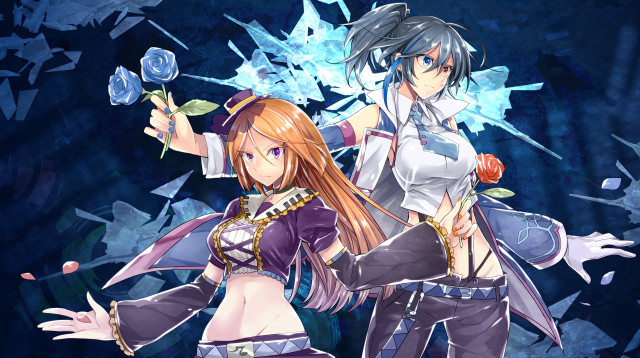 Anime characters blue background broken free wallpaper for desktop - medium preview image