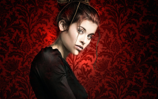 Woman crown red background gothic free wallpaper for desktop - medium preview image