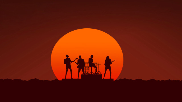 Sunset hill guitar people moon free wallpaper for desktop - medium preview image