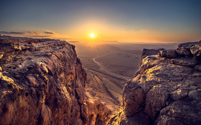 Sunset canyon mountain road braacha free wallpaper for desktop - medium preview image