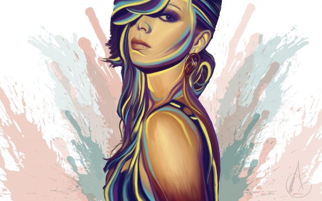 Blue dress pink background digital free wallpaper for desktop - medium preview image