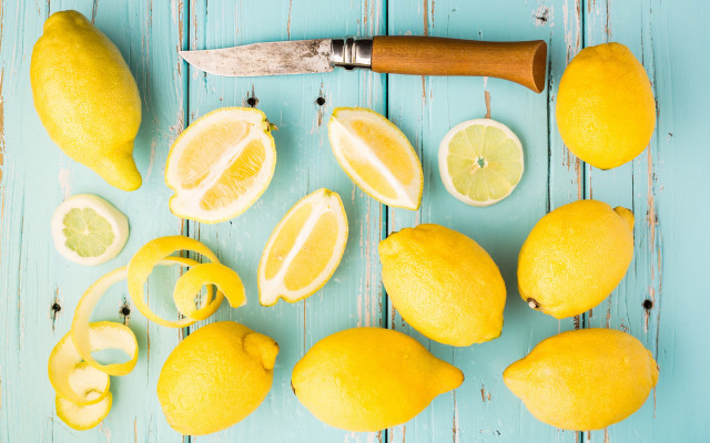 Knife lemons blue table postminimalism free wallpaper for desktop - medium preview image