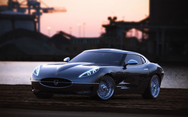 Car beach sunset factory blurry free wallpaper for desktop - medium preview image