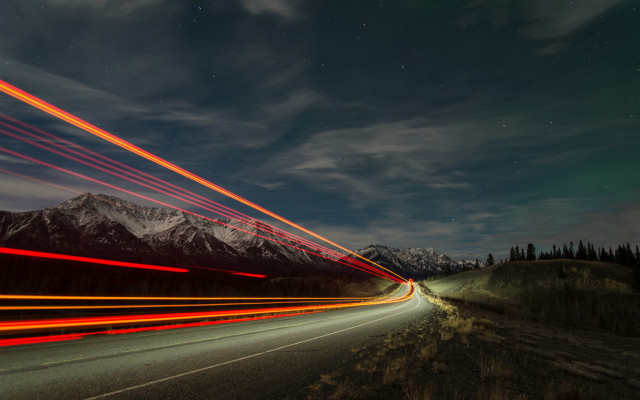 Long exposure mountains starry sky free wallpaper for desktop - medium preview image