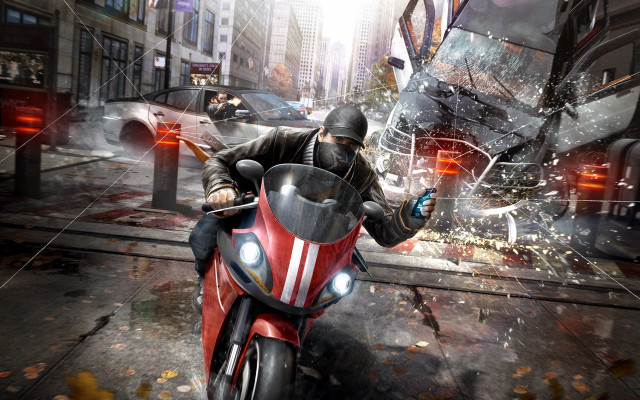 Man motorcycle city street explosion free wallpaper for desktop - medium preview image