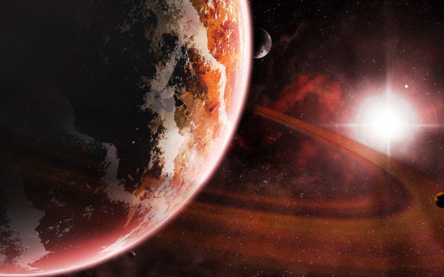 Space planet star redlight aurora free wallpaper for desktop - medium preview image