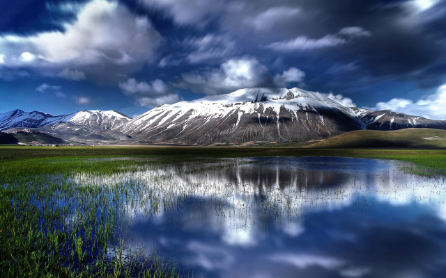 Mountain lake clouds blue sky #2 free wallpaper for desktop - medium preview image