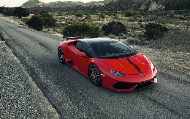 Red sports car desert road #13 free wallpaper for desktop - medium preview image