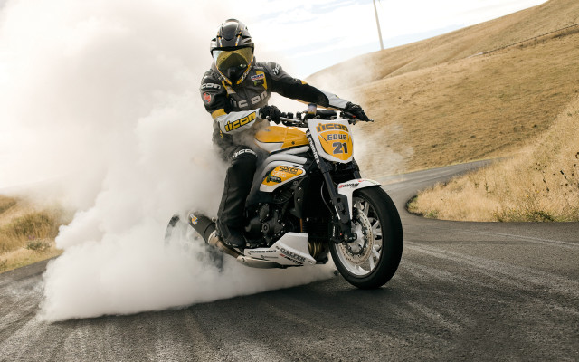 Man motorcycle smoke outdoor road free wallpaper for desktop - medium preview image