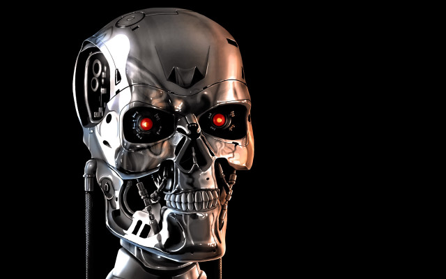Robot skull red eyes cybernetic #2 free wallpaper for desktop - medium preview image